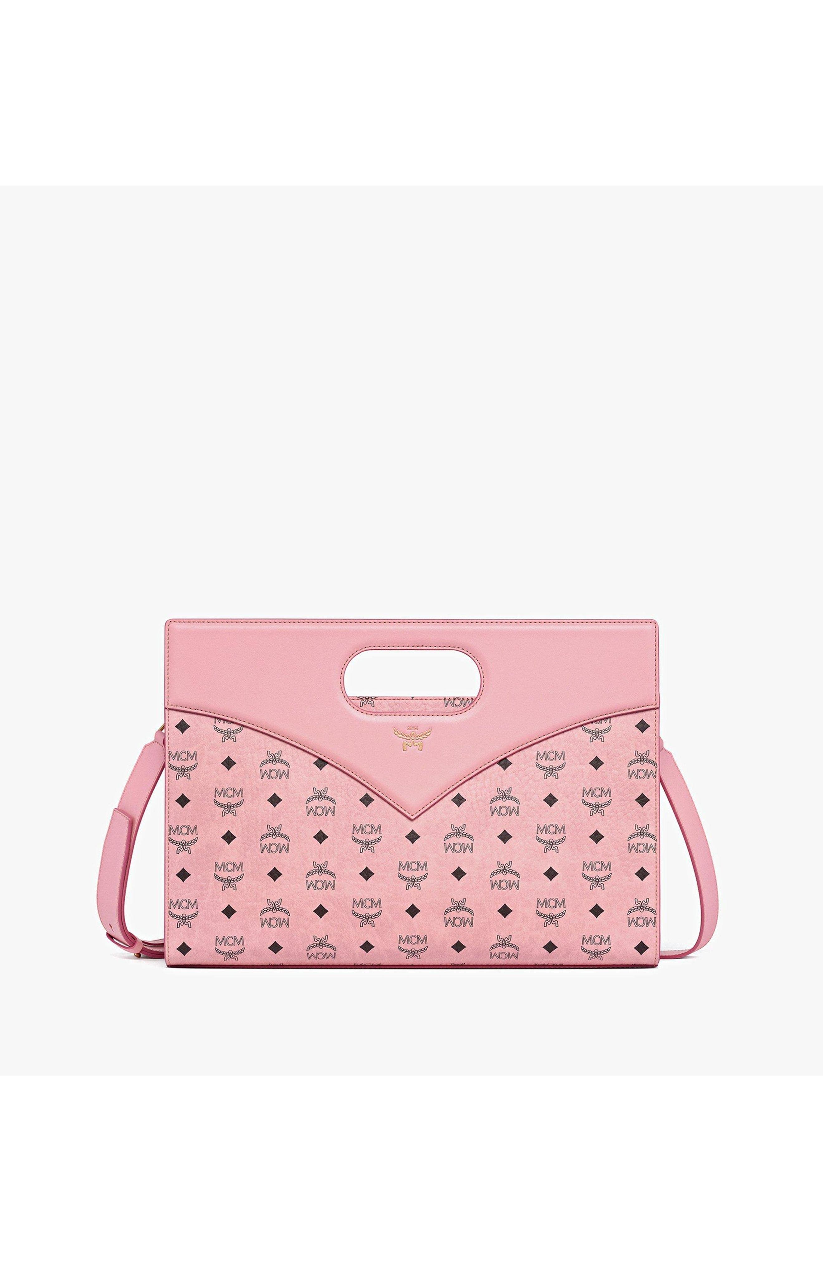 MCM Diamond Bag in Visetos Leather Mix, Main, color, Soft Pink