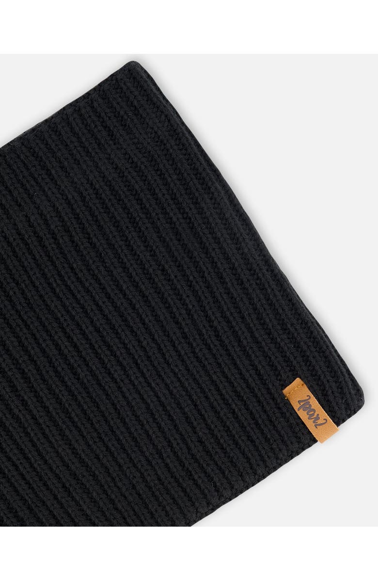 Deux par Deux Kids Gender Inclusive Mid-Season Knit Neck Warmer, Alternate, color, Black