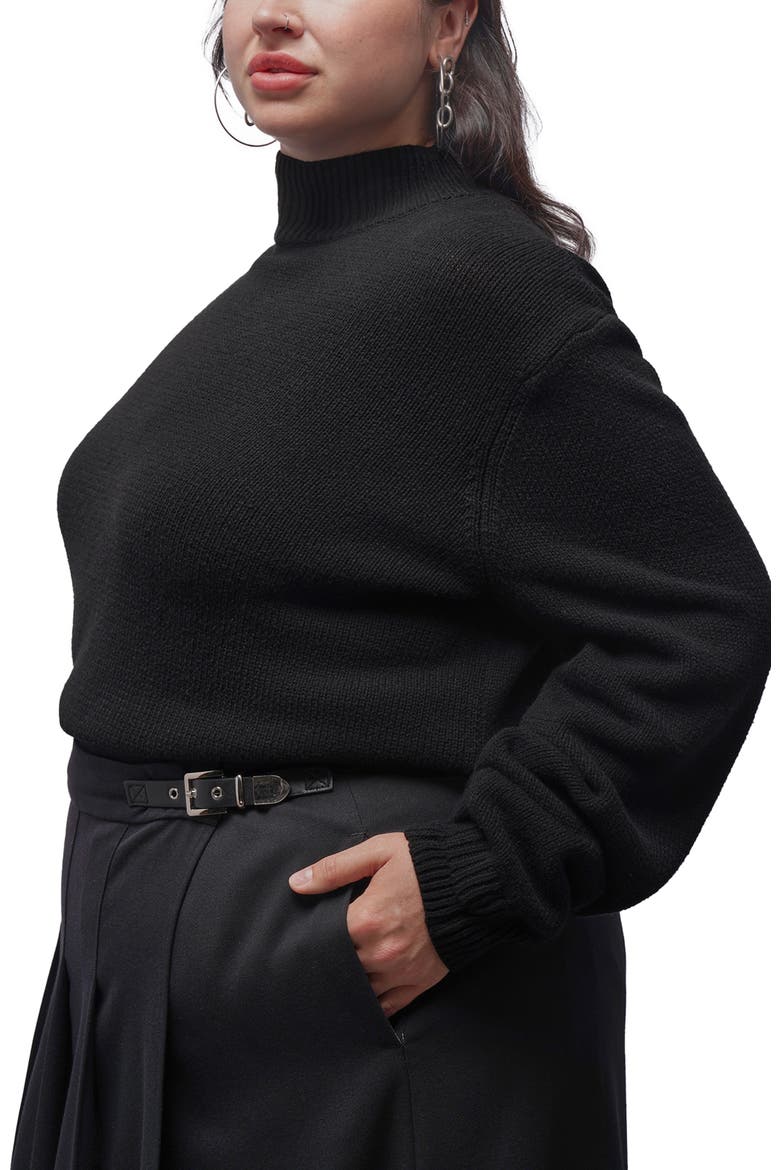 The Everyday Mock Neck Sweater, Alternate, color, BLACK