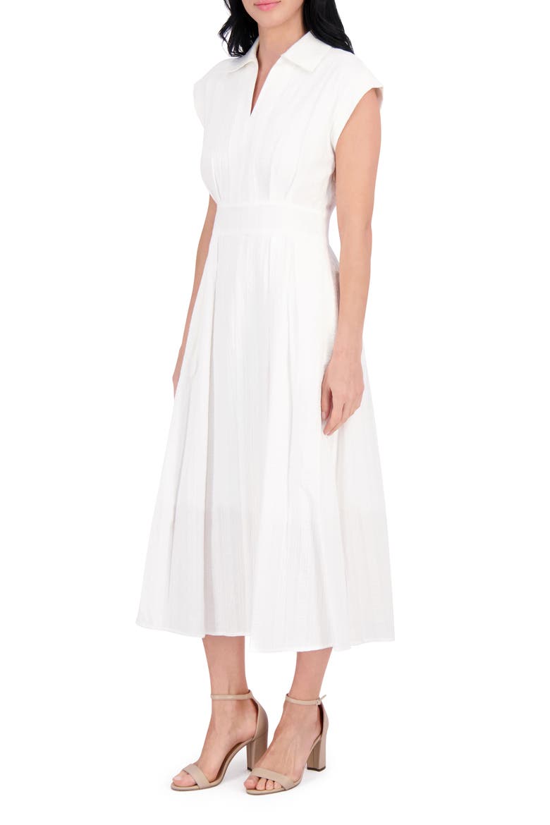 Collar Cotton Midi Dress, Alternate, color, WHITE