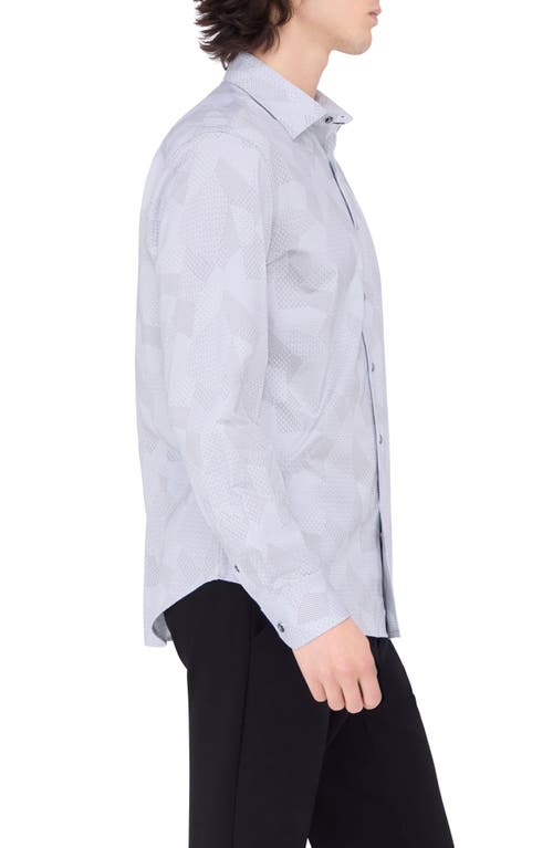 Bugatchi Jimmy Ooohcotton® Patchwork Print Button-up Shirt In Zinc