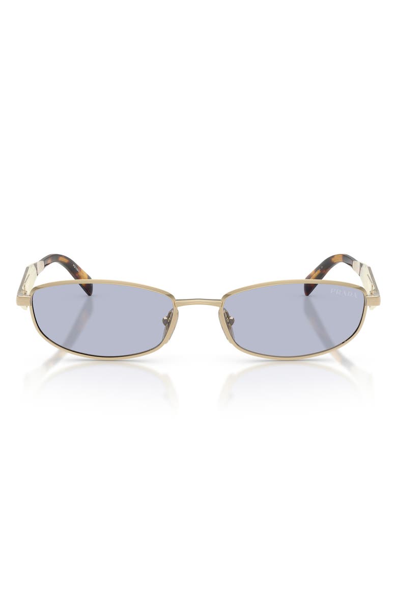 Prada 55mm Oval Sunglasses, Main, color, Pale Gold / Blue