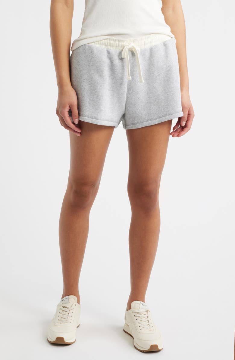 rag & bone Mixed Media Terry Drawstring Shorts, Main, color, Heather Grey
