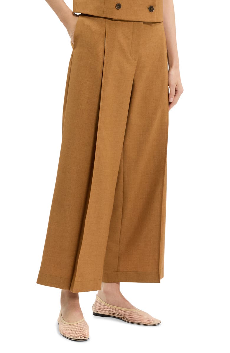Theory City Pleated High Waist Wide Leg Pants, Alternate, color, Copper