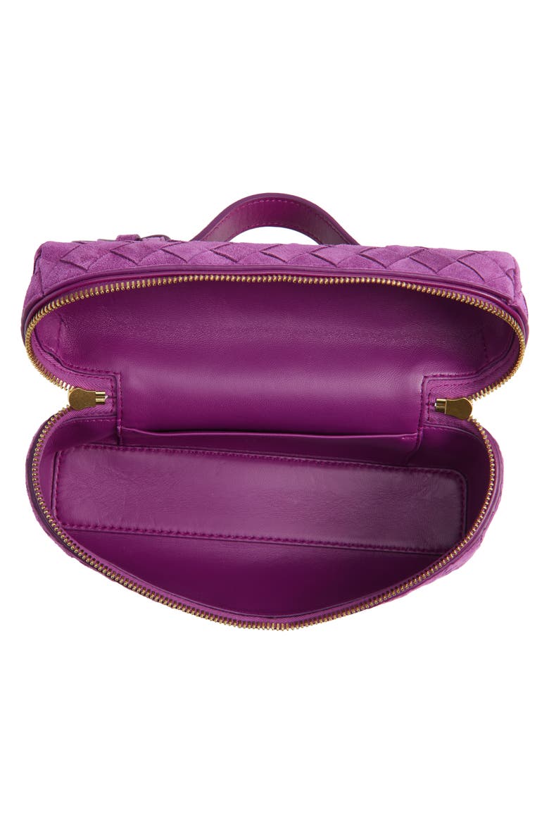 Bang Bang Intrecciato Suede Vanity Case, Alternate, color, 5227 BEETROOT-GOLD