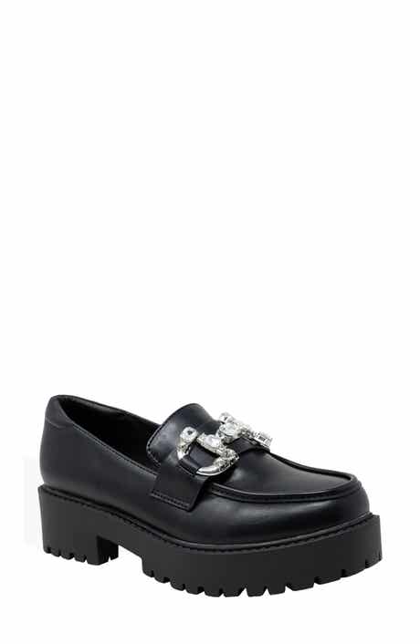 CHASE AND CHLOE Rhinestone Bit Platform Loafer