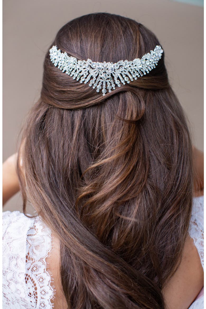 Hessa Austrian Crystal Crown (Nordstrom Exclusive), Alternate, color, SILVER
