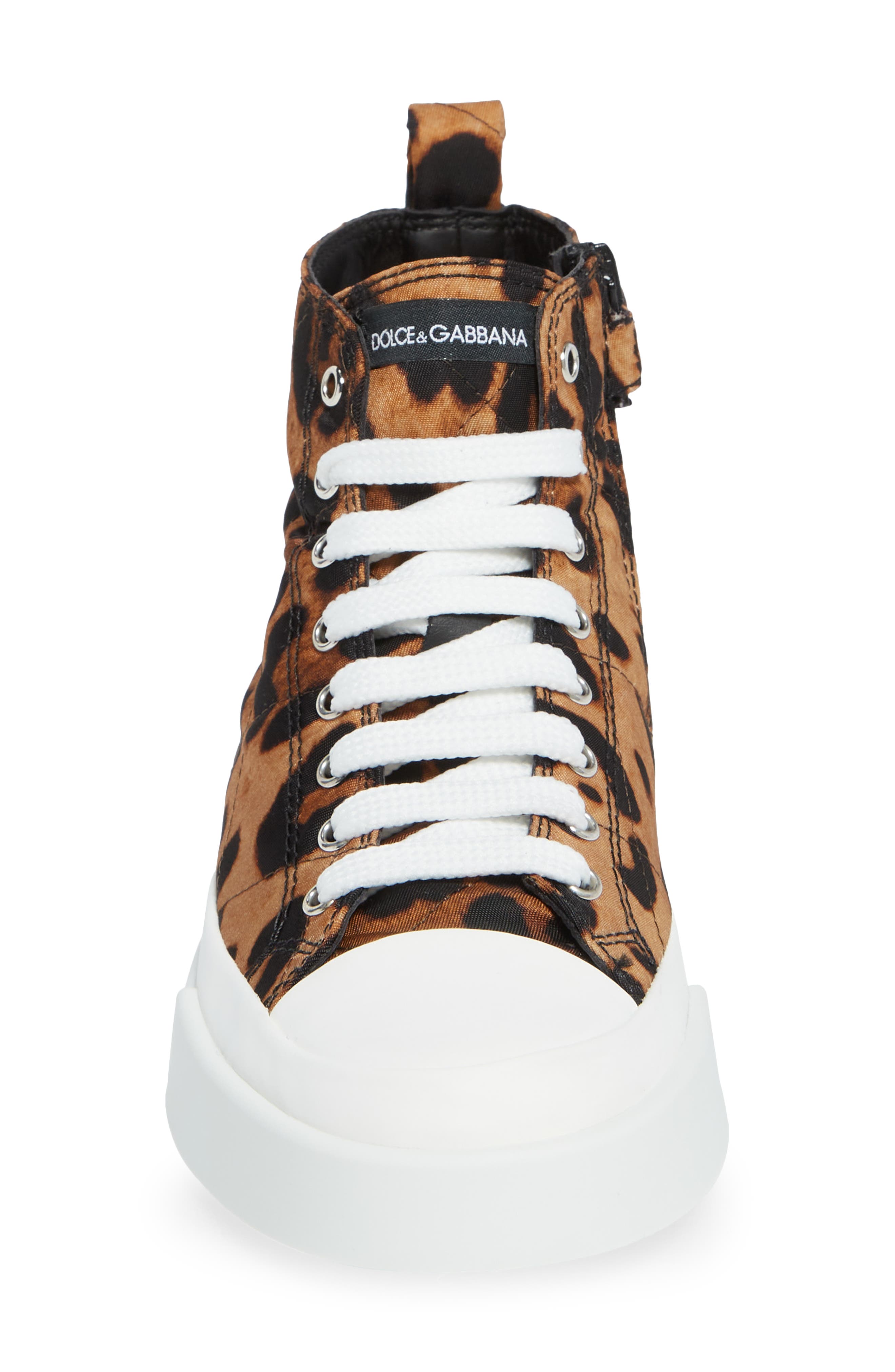 Dolce&Gabbana Portofino Leopard Print High Top Sneaker, Alternate, color, 