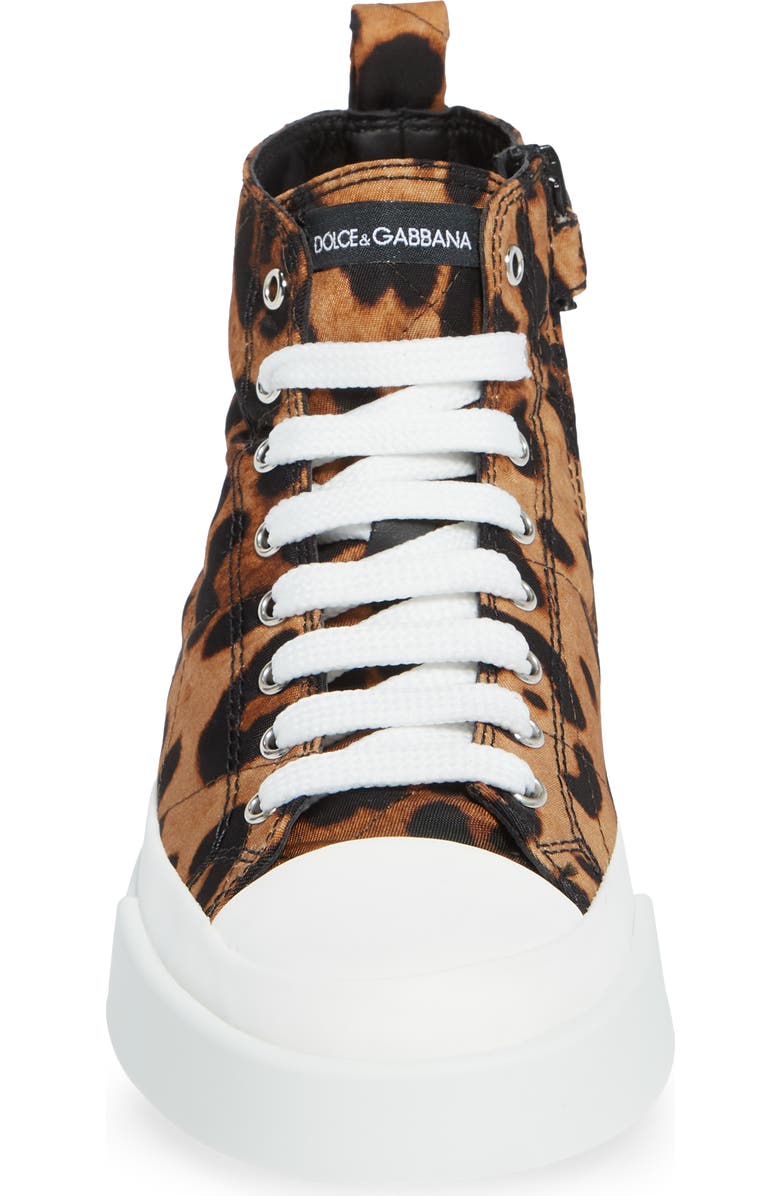 Dolce&Gabbana Portofino Leopard Print High Top Sneaker, Alternate, color,