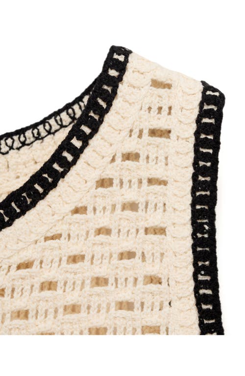 Mango Floral Scallop Crochet Tank In White