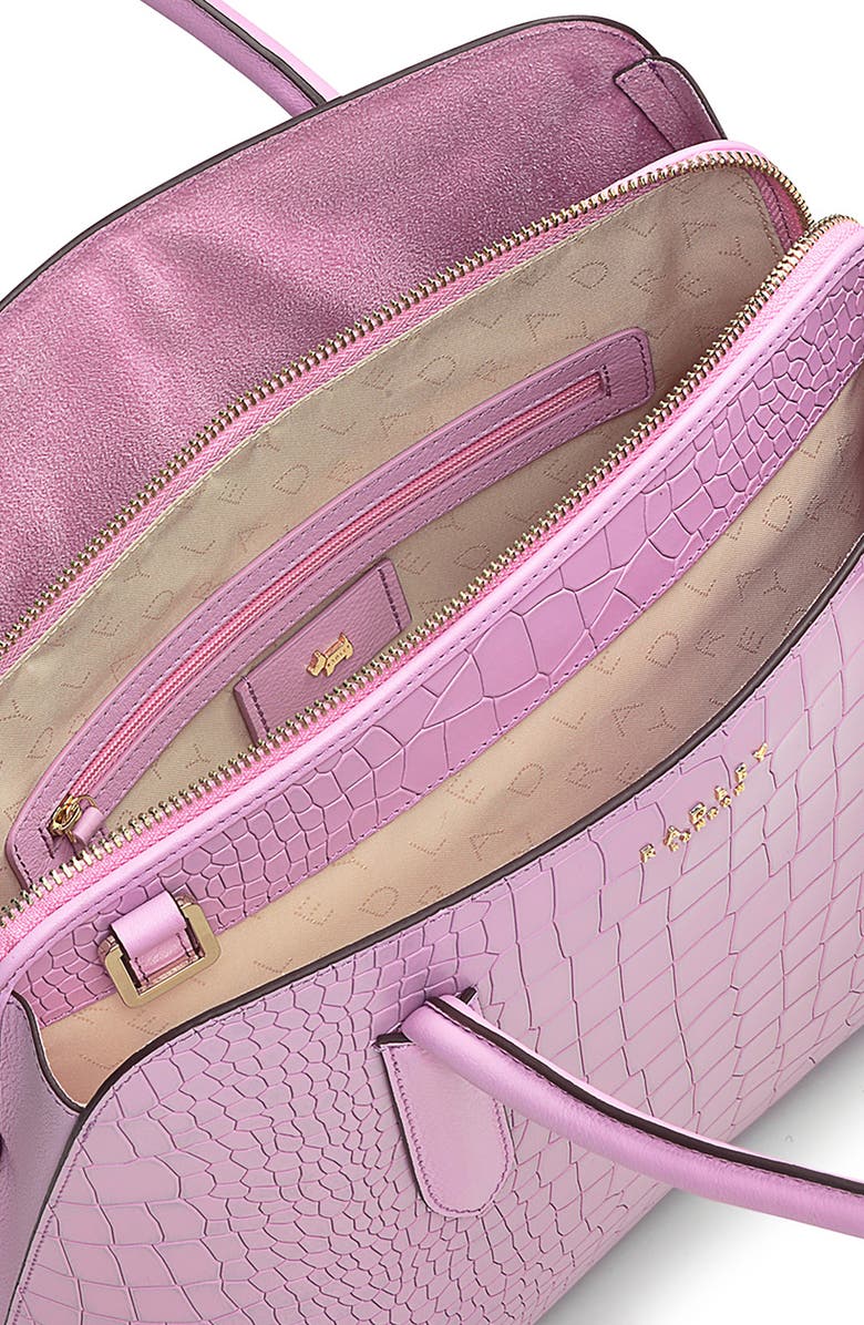 Radley Liverpool Street 2.0 Medium Croc Embossed Crossbody Bag, Alternate, color, Sugar Pink