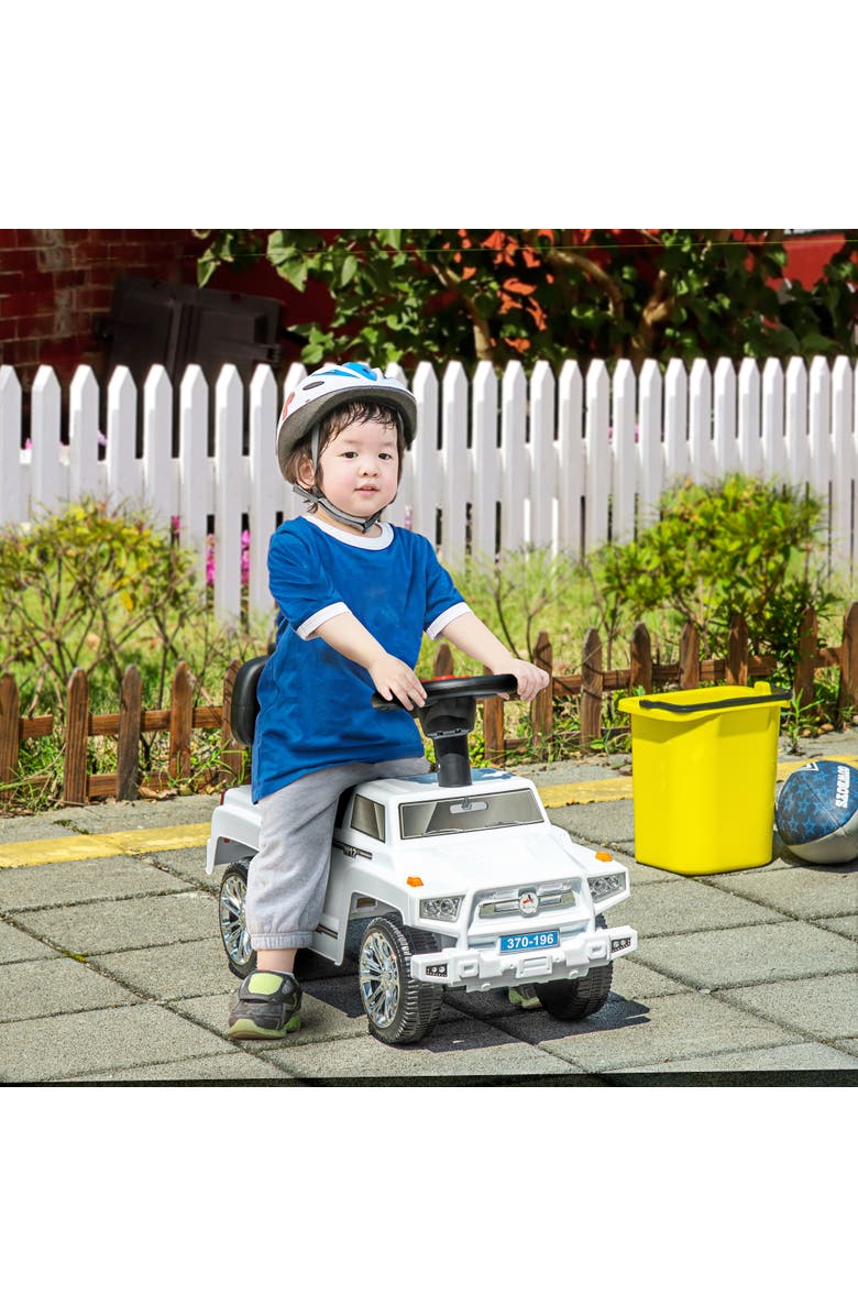 Aosom Kids SUV Push Car with Horn, Music, Lights, Storage​, Alternate, color, White