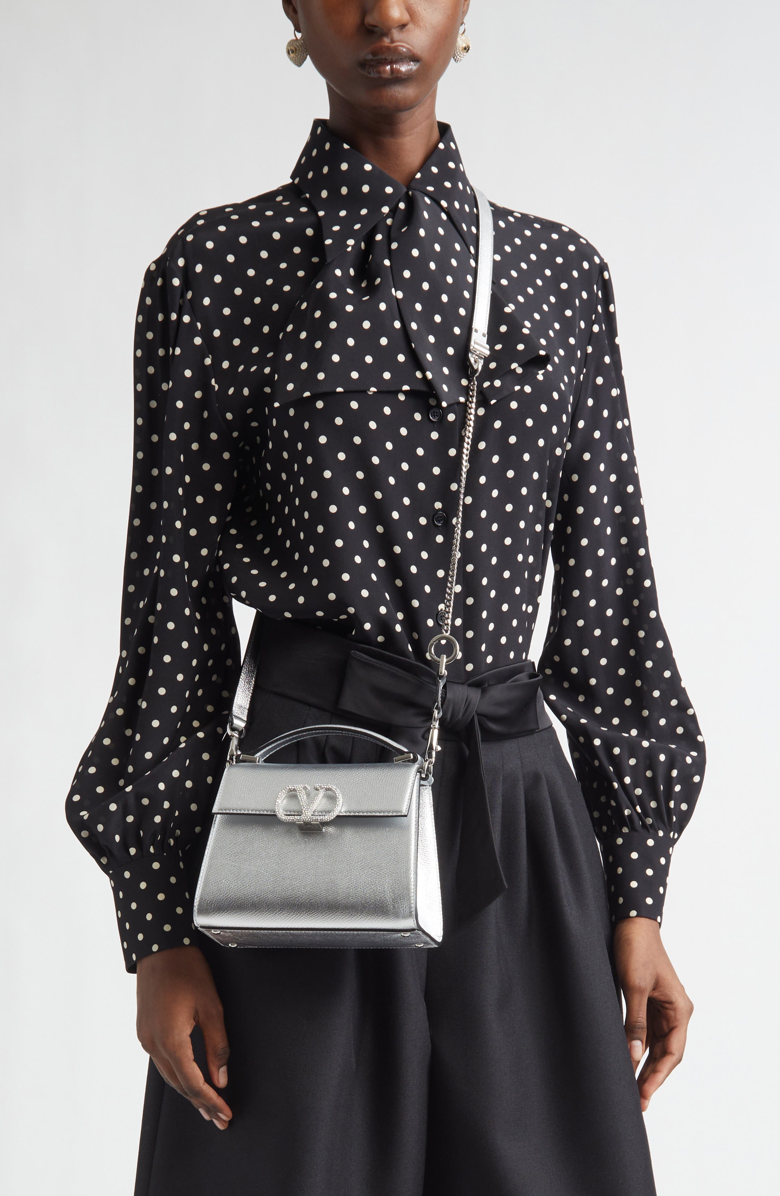 Valentino Garavani Mini Vsling Top Handle Bag, Alternate, color, Silver Lilac