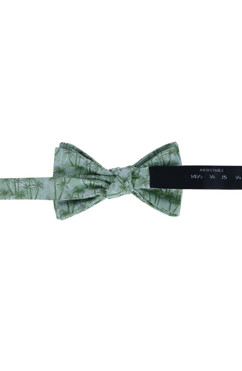 Trafalgar Nohea Palm Tree Linen Blend Novelty Bow Tie, Alternate, color, Green