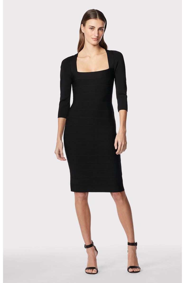 Herve Leger Square Neck Icon Dress, Main, color, Black