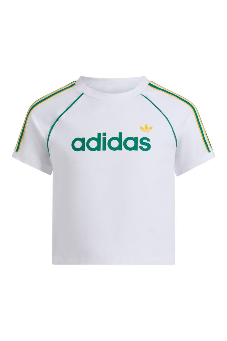 Kids' 3-Stripes Crop T-Shirt, Main, color, WHITE