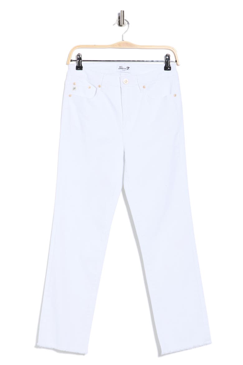 High Waist Ankle Straight Leg Jeans, Alternate, color, WHITE