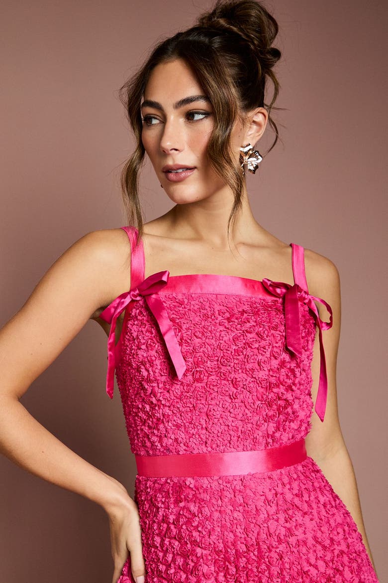 3D Flower Strappy Midi Dress, Alternate, color, Pink
