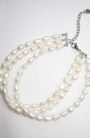 Rimor Jewelry Three Row Baroque Pearl Choker