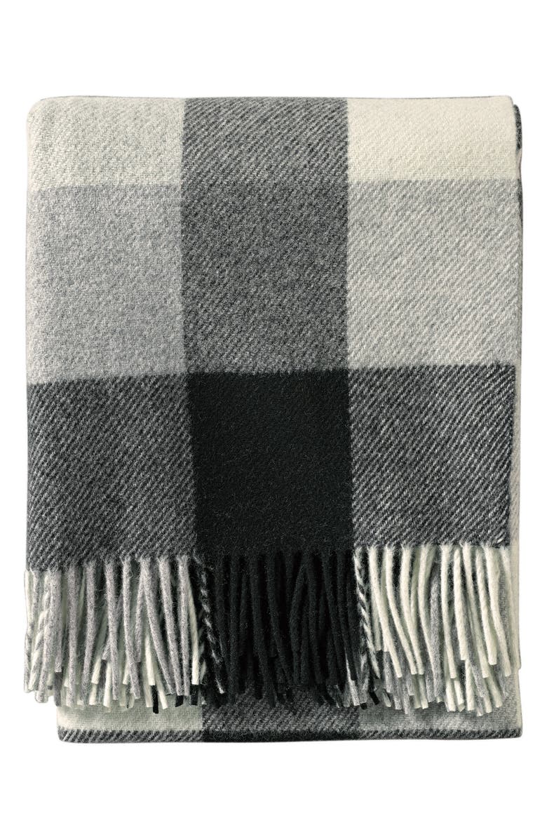 Pendleton Plaid Washable Wool Throw, Main, color, Ez-C Black / Ivory