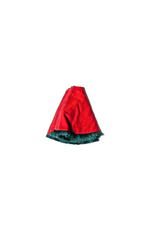 Red Velvet Tree Skirt with Trim