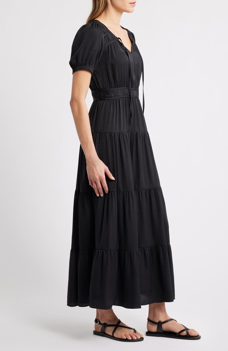 Lucky Brand Crinkle Satin Maxi Dress, Alternate, color, 001 Black