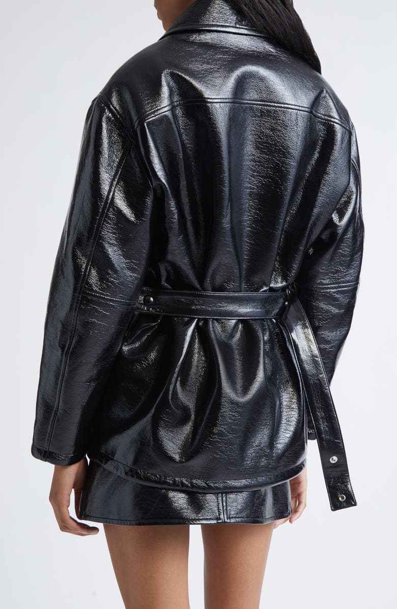 Courrèges Oversize Vinyl Bomber Jacket, Alternate, color, Black