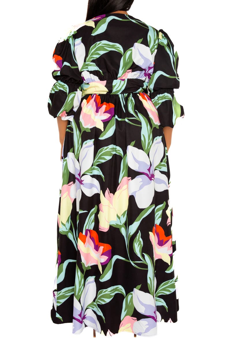 BUXOM COUTURE Floral Maxi Dress, Alternate, color, Black Multi