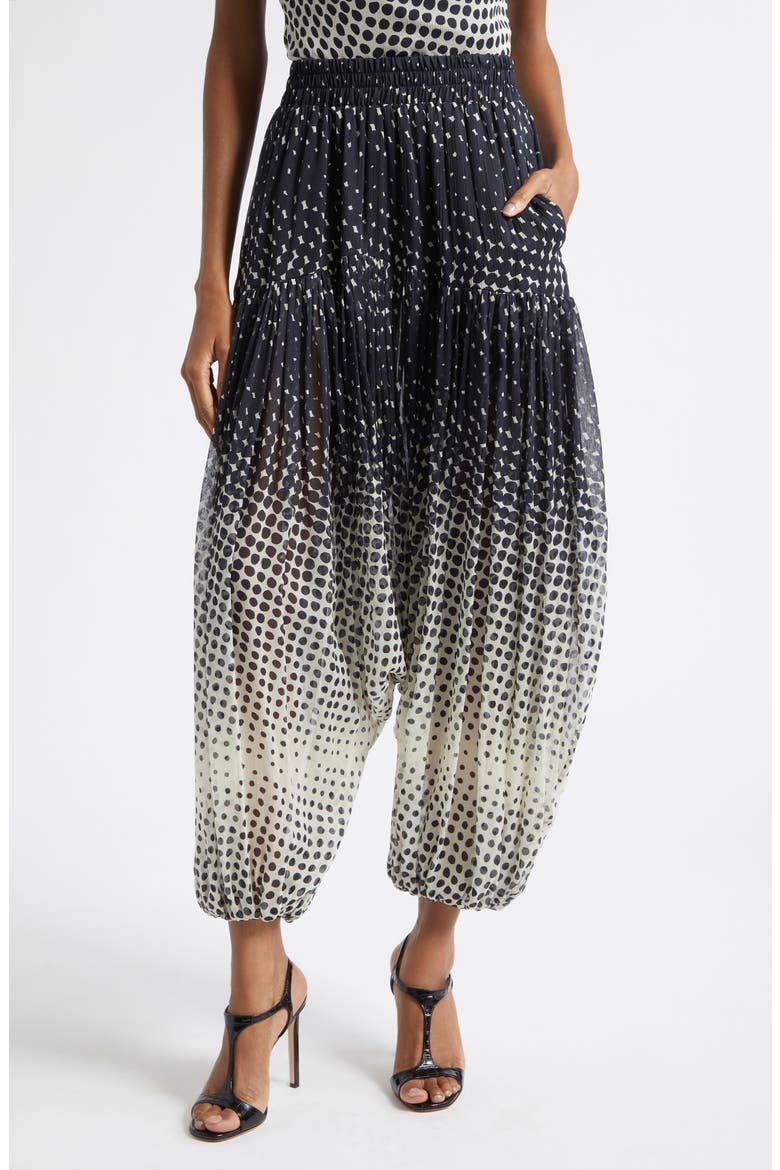 Halftone Wiggle Dot Harem Pants, Main, color, BLACK MULTI