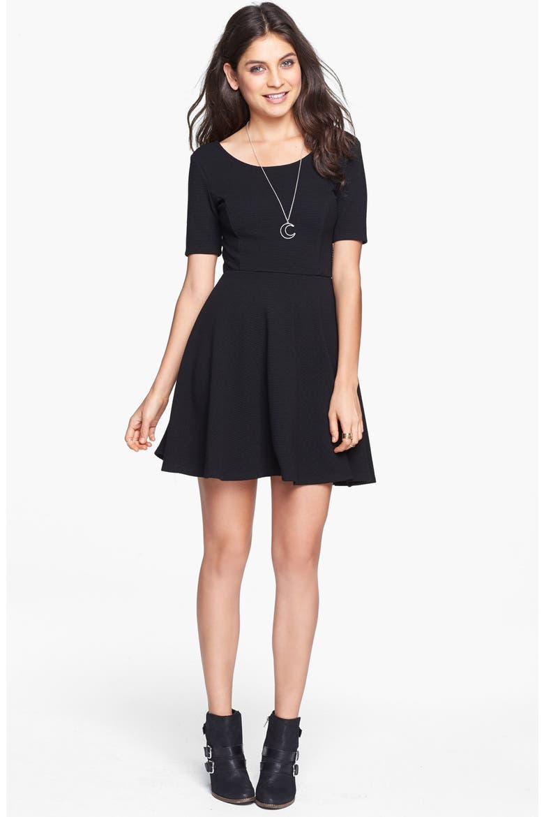 Scoop Back Skater Dress, Alternate, color, BLACK