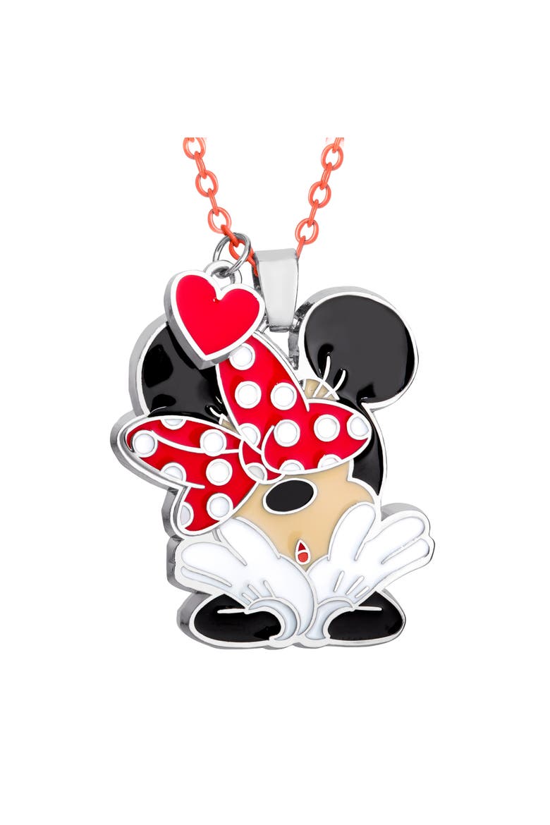 Minnie Mouse and Mickey Heart Necklace, Main, color, Red/Black