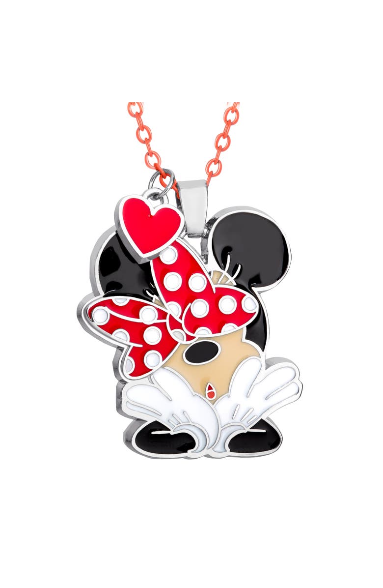 Disney Minnie Mouse and Mickey Heart Necklace, Main, color, Red/Black