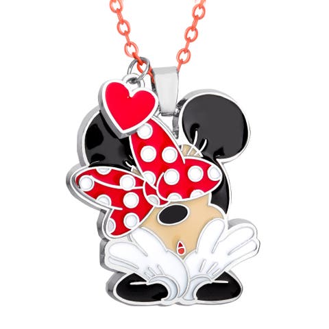 Minnie Mouse and Mickey Heart Necklace