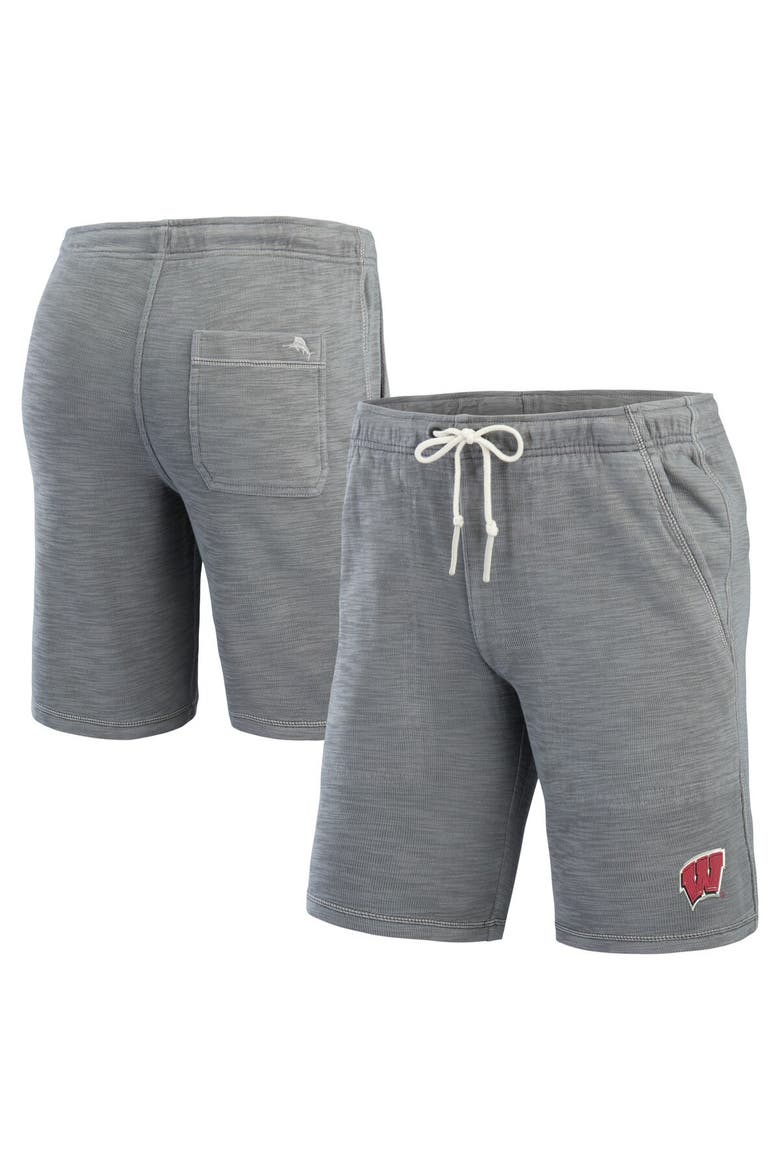 Men's Tommy Bahama Gray Wisconsin Badgers Tobago Bay Tri-Blend Shorts, Main, color, Gray