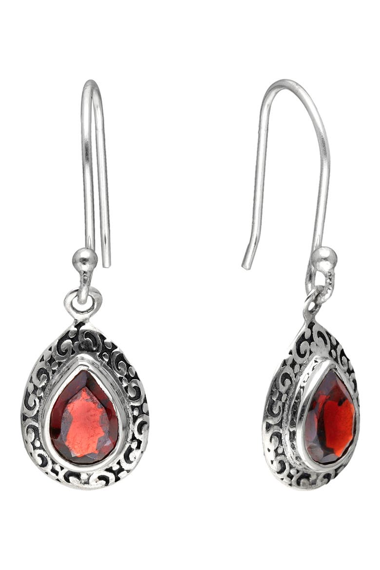 Garnet Drop Earrings, Main, color, RED