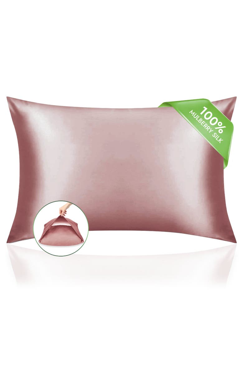 22Momme 100% Mulberry Silk Envelope Pillowcase, Main, color, PaleMauve