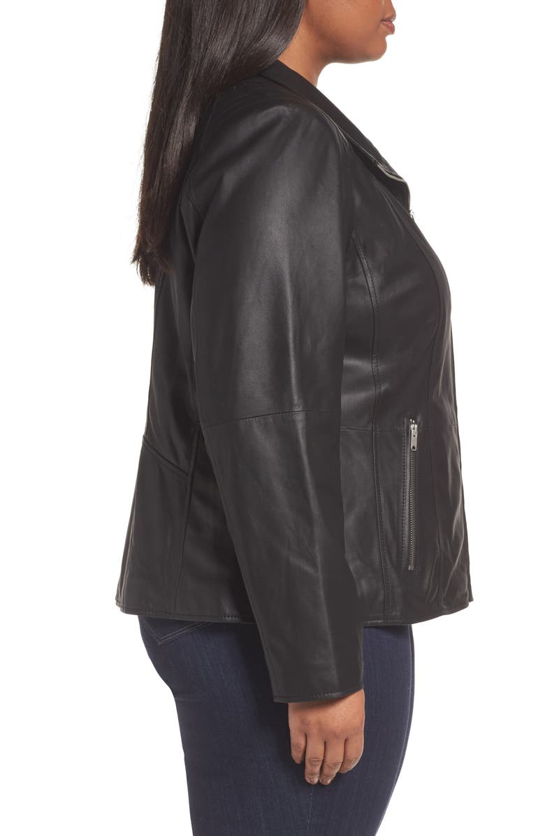 Andrew Marc Fabian Leather Moto Jacket, Alternate, color, Black