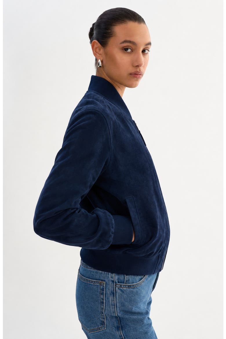 KEATON | Suede Bomber Jacket, Alternate, color, Navy