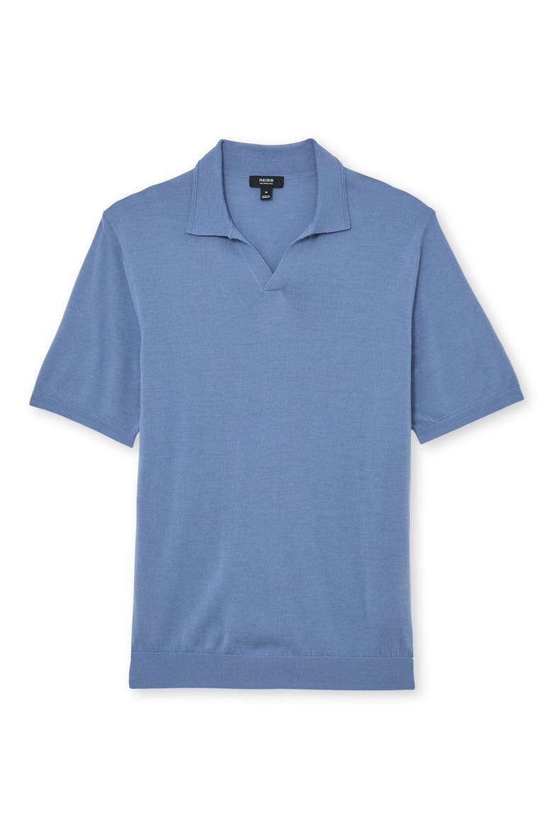 Duchie Short Sleeve Wool Polo Sweater, Alternate, color, NORDIC BLUE