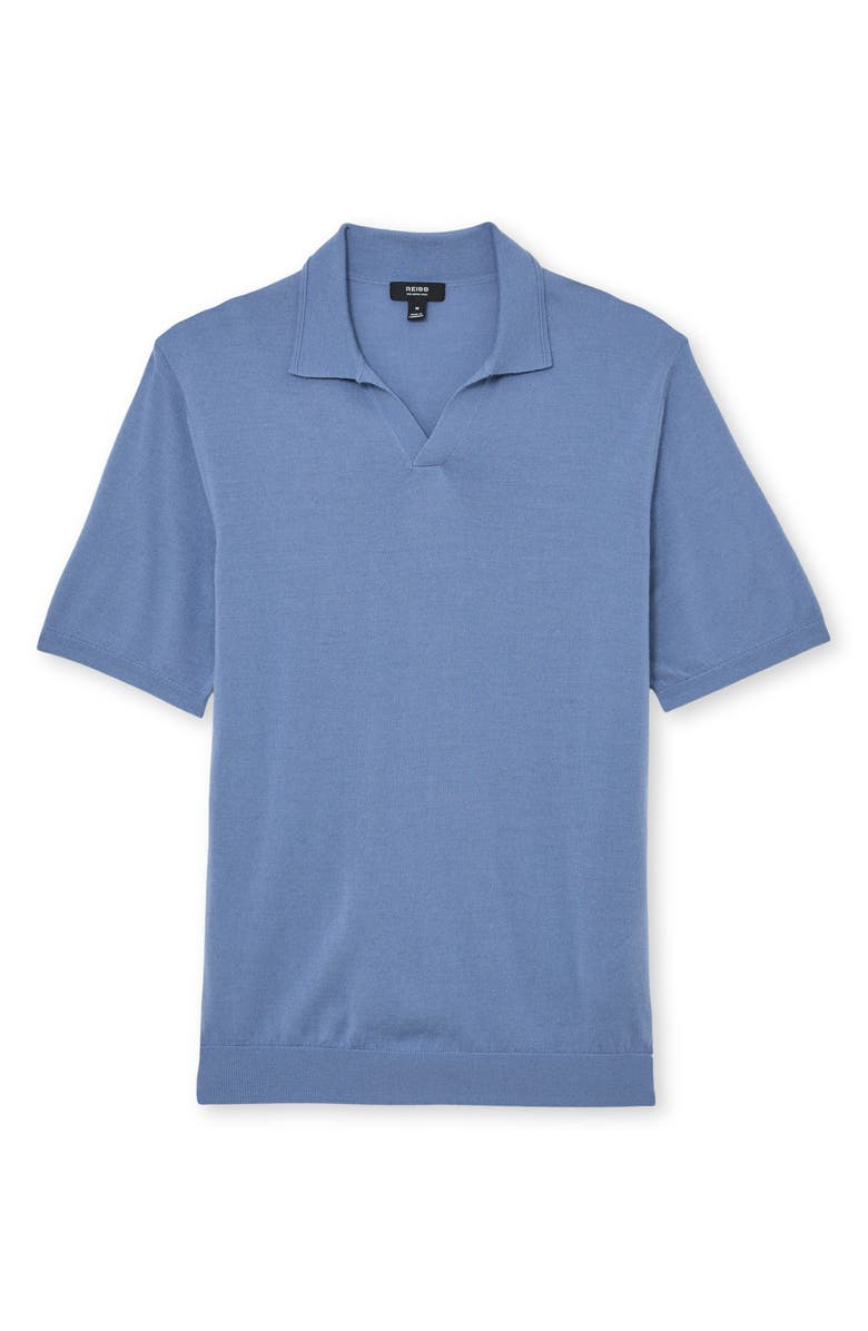 Reiss Duchie Short Sleeve Wool Polo Sweater, Alternate, color, Nordic Blue