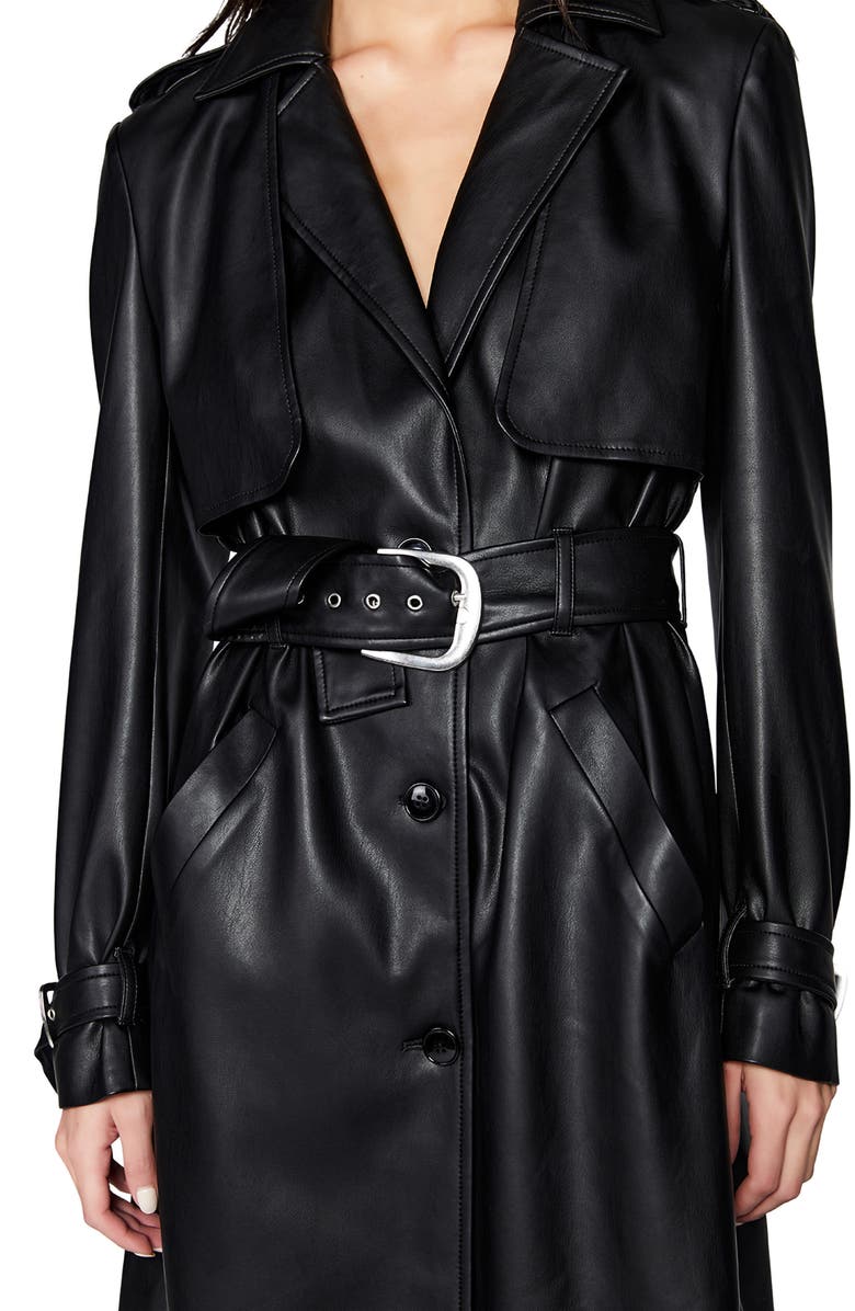Bardot Faux Leather Trench Coat, Alternate, color,