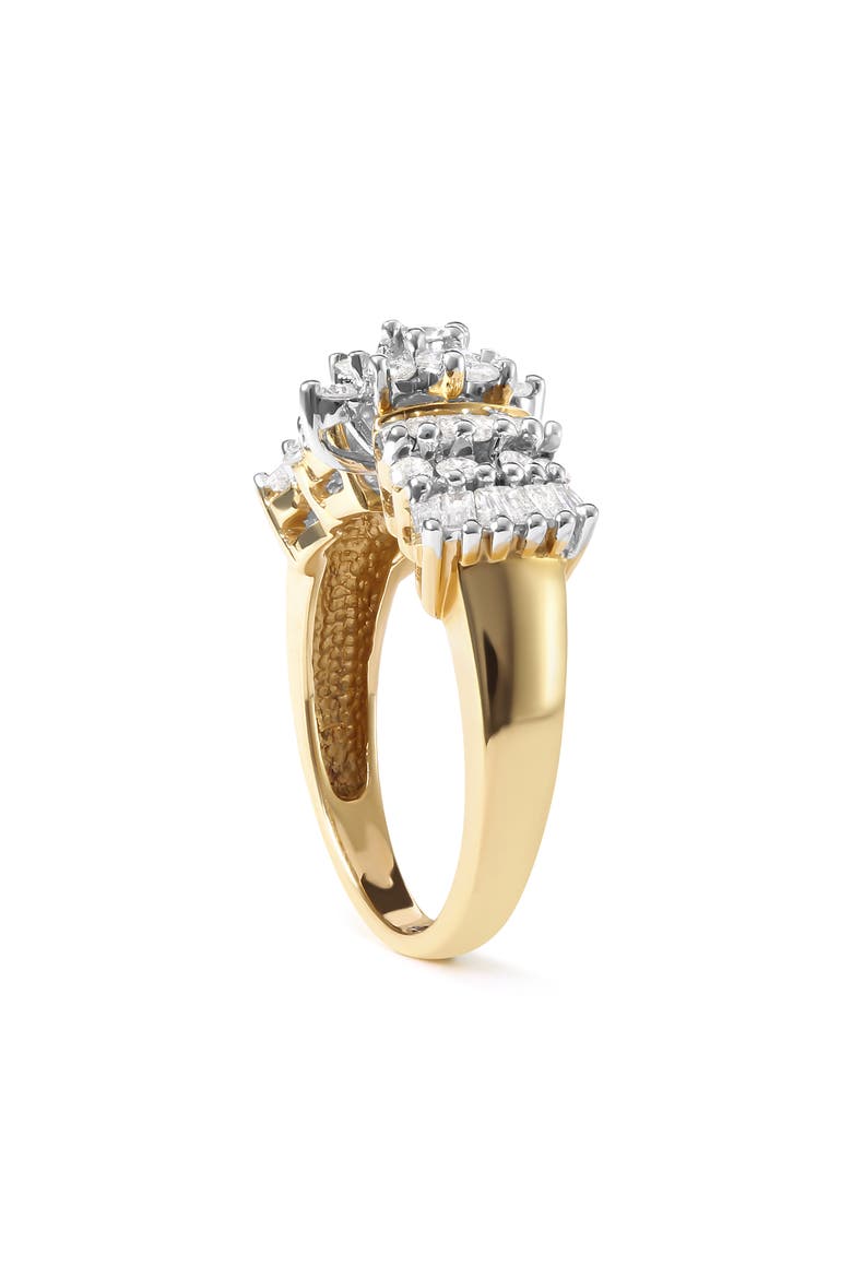 10K Yellow Gold 1.00 Cttw Diamond Starburst Ring Band, Alternate, color, Yellow