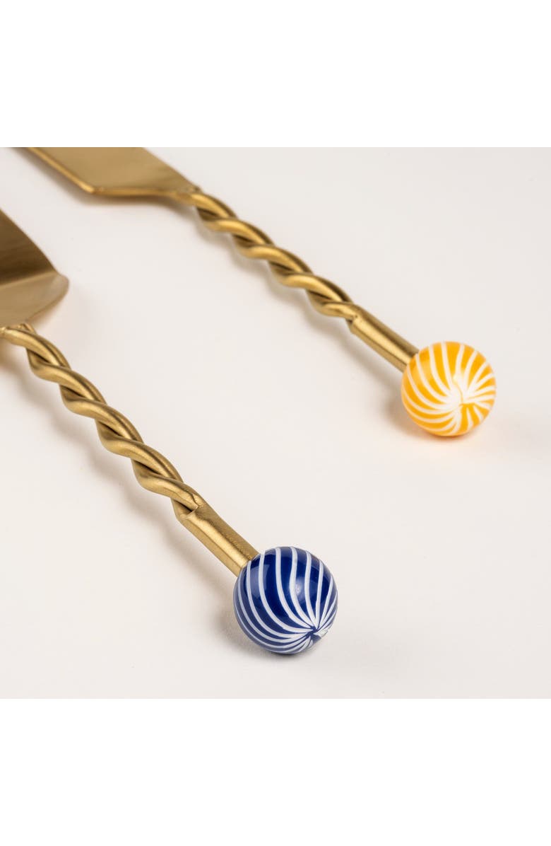 Zsa Zsa Zsu Rampur Set Of 2 Steel Cake Serving Set Cheerland, Alternate, color, Gold