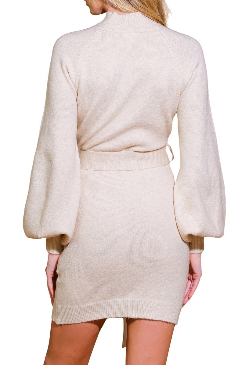 FLYING TOMATO Long Sleeve Sweater Minidress, Alternate, color, Cream