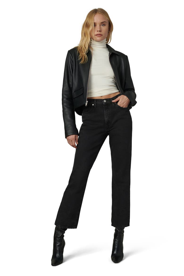 The Dani Michelle Maren Leather Jacket, Alternate, color, BLACK