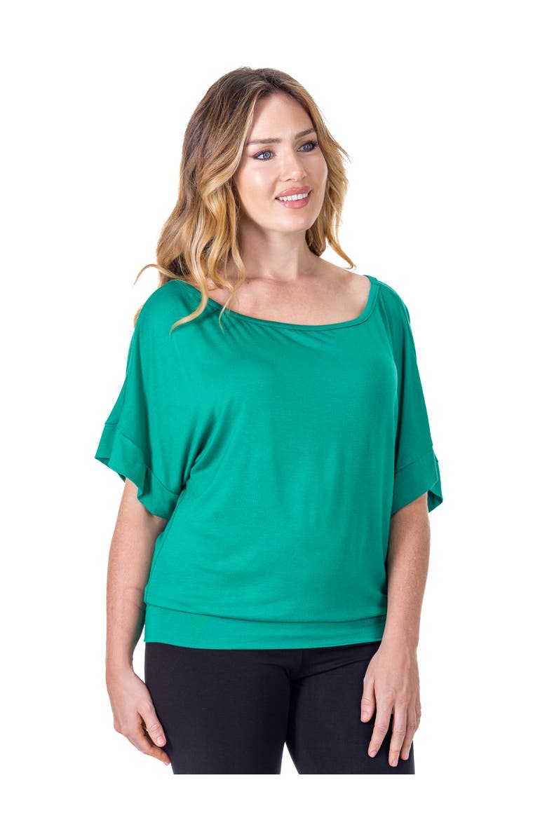 Loose Fit Dolman Top with Wide Sleeves, Alternate, color, Green