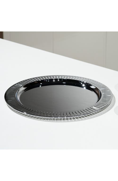 Anna New York Striations Round Serving Tray, 15.25" In Silver