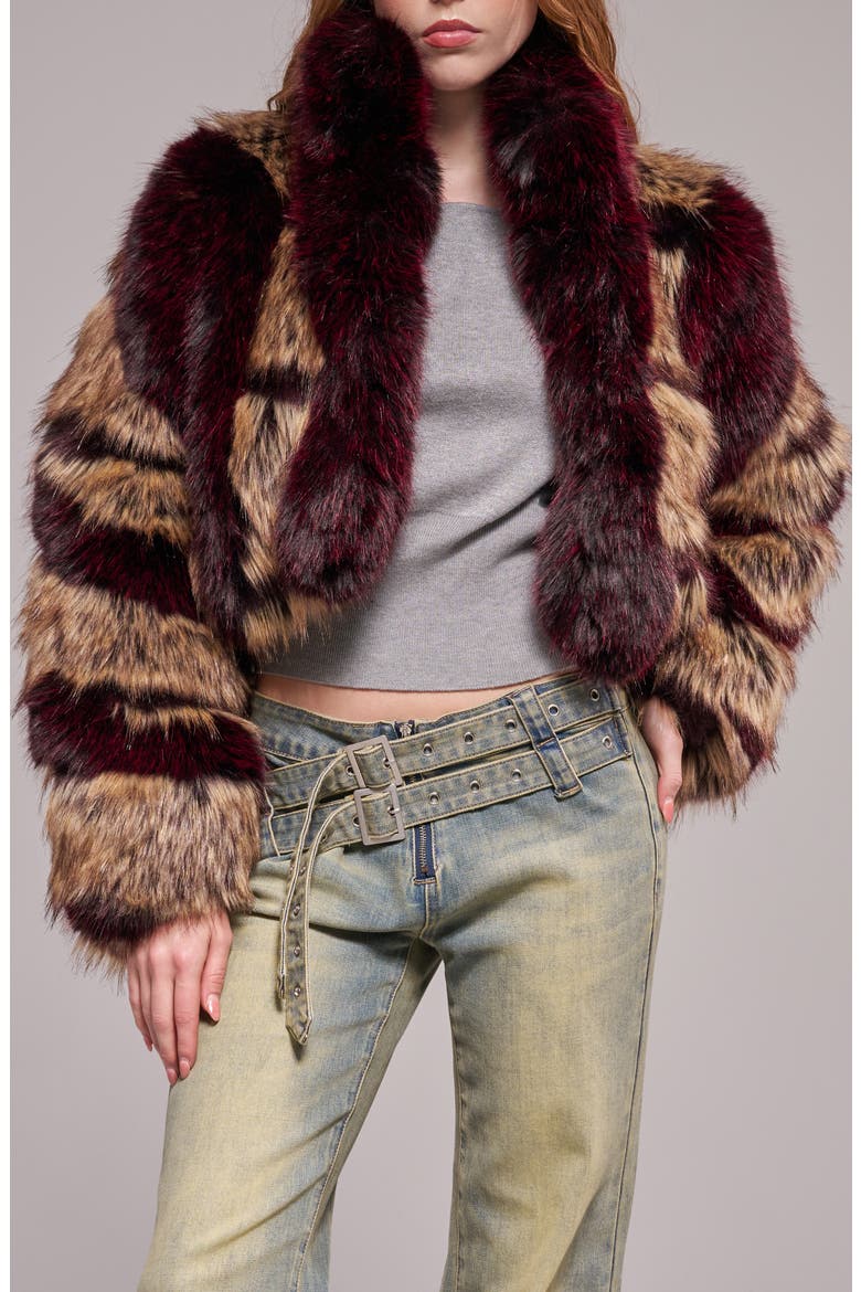 Padme Faux Fur Jacket, Alternate, color, BROWN