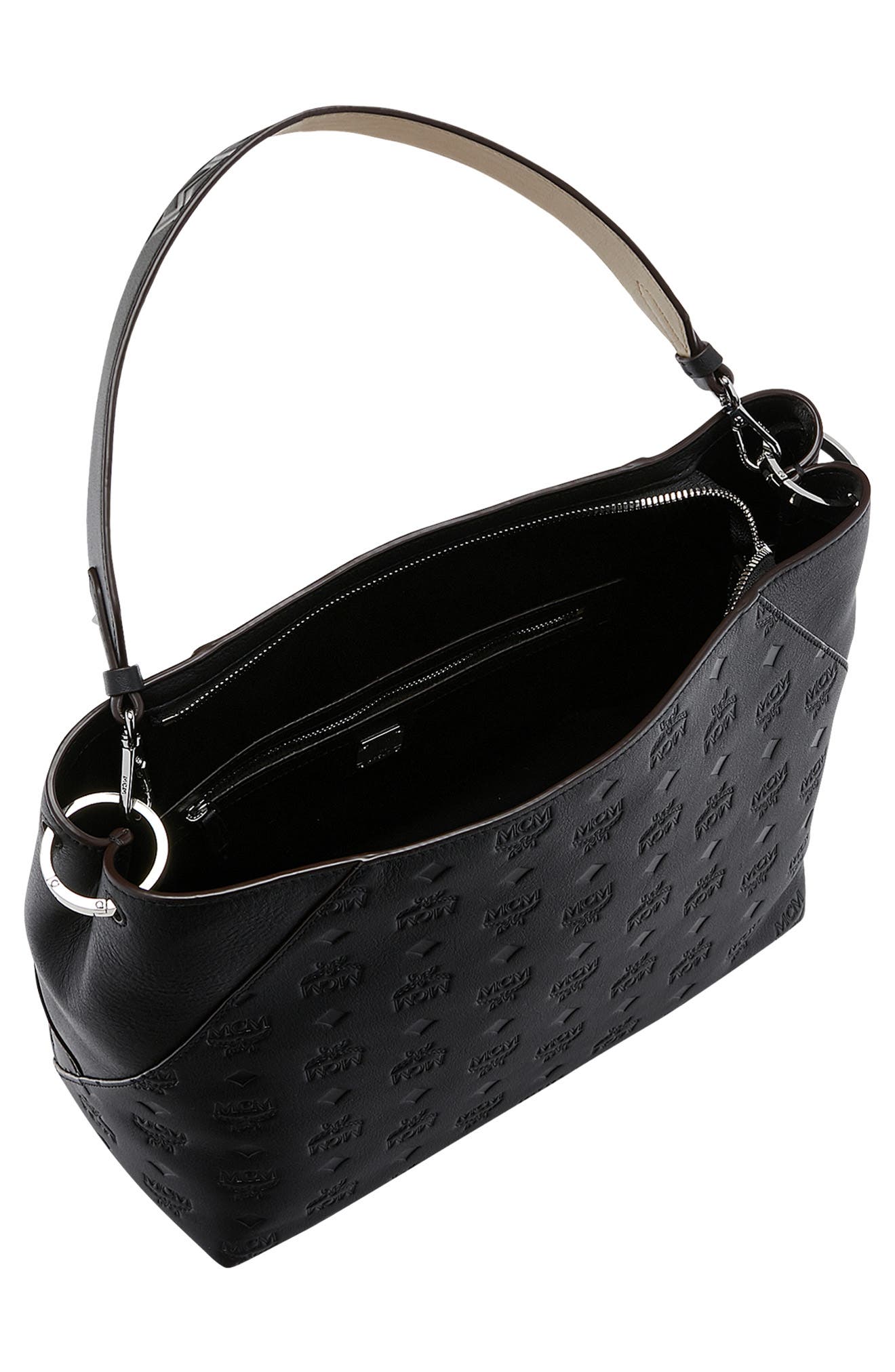 MCM Klara Monogram Leather Hobo, Alternate, color, 
