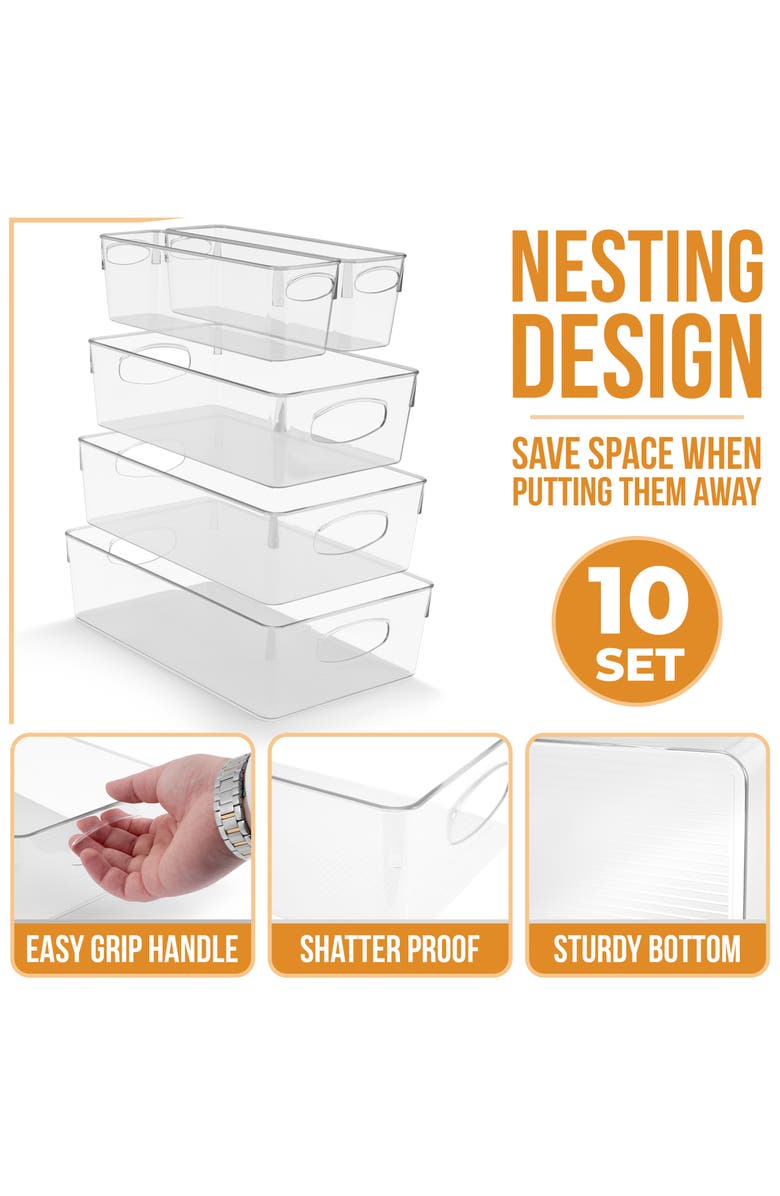 SORBUS Set of 10 Assorted Clear Storage Bins, Alternate, color, Clear